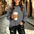 thumbnail image 6 of Sevevn Kids Girls Crew Neck Striped Knit Pullover Top Long Sleeve Drop‑Shoulder Loose Sweater Casual Kids Striped Shirt, 6 of 9