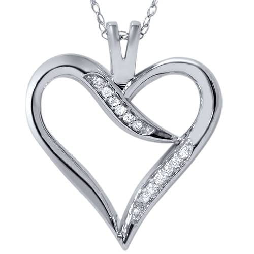 Pompeii Diamond Heart Pendant in White, Yellow, or Rose Gold 18" Necklace (H-I,I2)