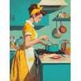 thumbnail image 1 of Qisvanset Retro Kitchen Cooking Woman Canvas Wall Art 15.75x11.81 Inches, 1 of 8