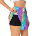 thumbnail image 2 of Disketp Rainbow Scales2 Print Women's Shorts Workout Shorts for Athletic Gym Running Shorts with Phone Pockets, 2 of 8