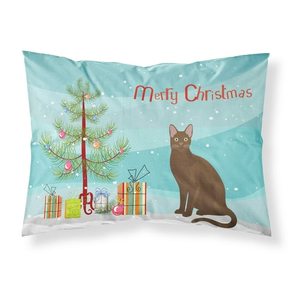 Havana Brown Cat Merry Christmas Fabric Standard Pillowcase CK4770PILLOWCASE