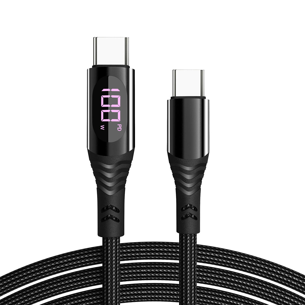 AICase 100W USB-C to USB-C Cable 100W Fast Charger Type-C Charging Data Cord LED Display Cable