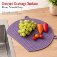 thumbnail image 4 of Food Grade TPU Double Sided Cutting Board, Scratch Resistant Non Slip Chopping Mat, Hanging Drip Dishwasher Safe Kitchen Prep Board for Meat, Vegetables, Fruits, 4 Soft Pastel Color Selections, 4 of 6