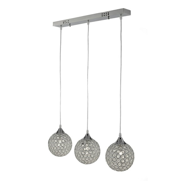 Artistry Lighting Pendant Collection 21"x08"x44" Polished Chrome 3-Light Globe Crystal Pendant Light