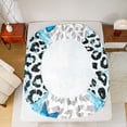 thumbnail image 5 of jejeloiu Leopard Queen 4-Piece Microfiber Blue Sequin Butterfly Girls Kids Sheet Set, 5 of 7