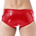 thumbnail image 2 of Jhaoyu Men's Patent Leather Drawstring Boxer Shorts Elastic Waistband Booty Shorts Swim Trunks Red XXL, 2 of 7