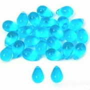 Czech Glass Beads 9mm Teardrop Aqua Blue (50)