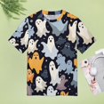 thumbnail image 4 of Halloween Ghosts Horror Pumpkin Women's Short Sleeve T-Shirt Crew Neck Casual Summer Trendy Loose Fit Tops, 4 of 6