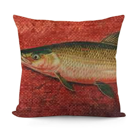 YINGXI  Fish Throw Pillow Covers Decorative Fishing and Camping Throw Cushion Case  Motif Pillowcase for Couch Sofa Square  12x12in