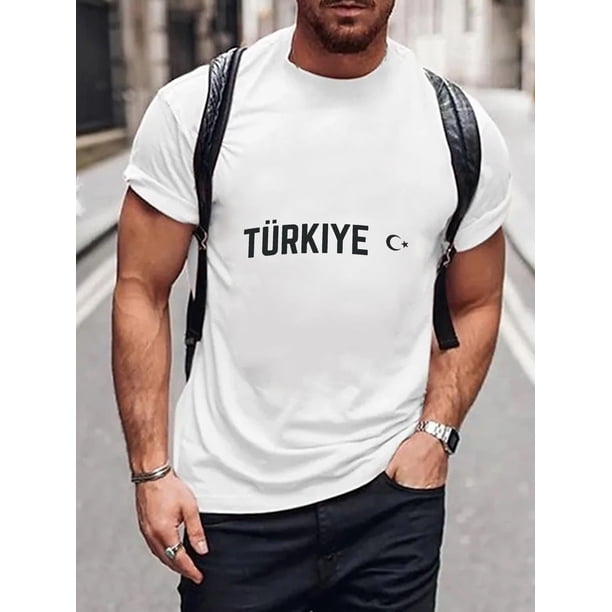 Funny Graphic - playera para hombre y mujerFlag T Rkiye Spring And Summer Men's Short-sleeved T-shirts Printed Tops Summer T-shirts Tee For Adult, Men, Women, Teen, Teenager, Adolescent, YouthFather