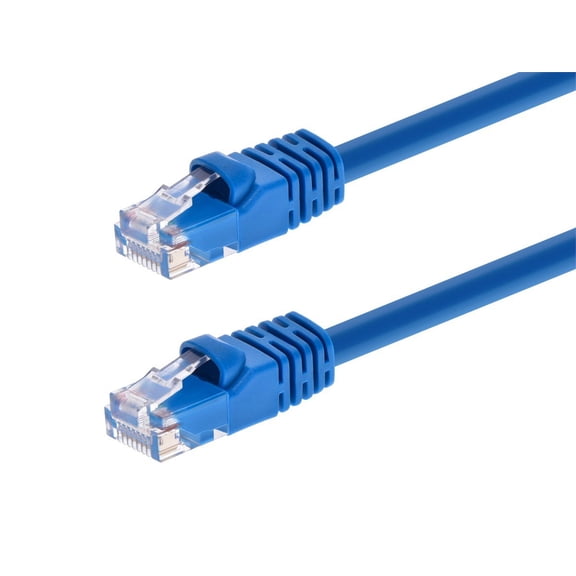 Monoprice Cat5e Ethernet Patch Cable - 0.5 Feet - Blue | Network Internet Cord - RJ45, Stranded, 350Mhz, UTP, Pure Bare Copper Wire, 24AWG