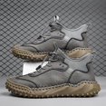 thumbnail image 5 of Men's Casual Genuine Leather Shoes Outdoor Lightweight Breathable Hand-Stitched Boots for Driving Walking Classic Shoes Gray 7 US, 5 of 7