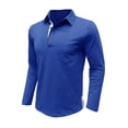 thumbnail image 4 of Zshosam Polo Shirts for Men Men's Casual Classic Button Basic Long Sleeve Shirt Tops(Blue,XL), 4 of 8