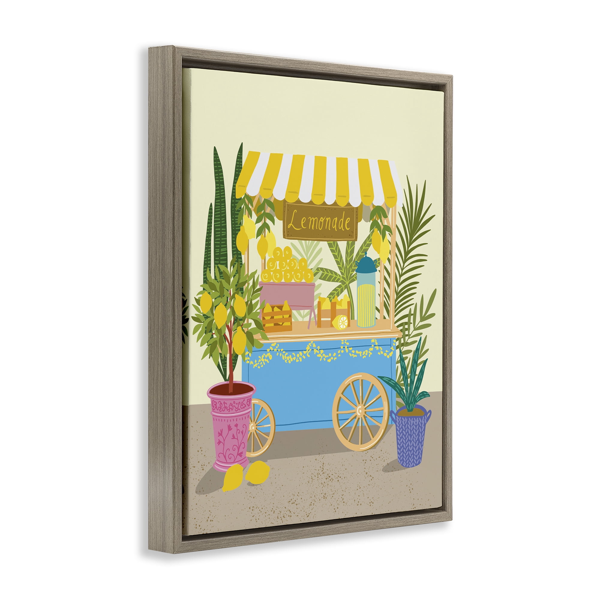 Stupell Industries Food Market Lemonade Stand Food & Beverage Painting Brown Floater Framed Canvas Art Print Wall Art, 17 x 21