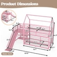 thumbnail image 2 of Harper & Bright Designs Twin over Twin Bunk Bed with Storage Stairs, Metal House Bunk Bed Frame with Slide and Guardrails for Boys Girls, Pink, 2 of 14