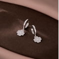 thumbnail image 5 of 925 Sterling Silver CZ Clover Hoop Earrings Dangle for Women Teens Lucky Clover Leaf Huggie Earrings Flower Drop, 5 of 12