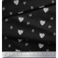 thumbnail image 2 of Soimoi Black Japan Crepe Satin Fabric Heart & Dots Printed Fabric 1 Yard 42 Inch Wide, 2 of 5