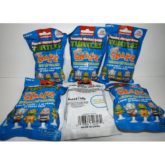 Teenage Mutant Ninja Turtles TMNT Chibi Snapz Lot of 6 Blind Bags NEW