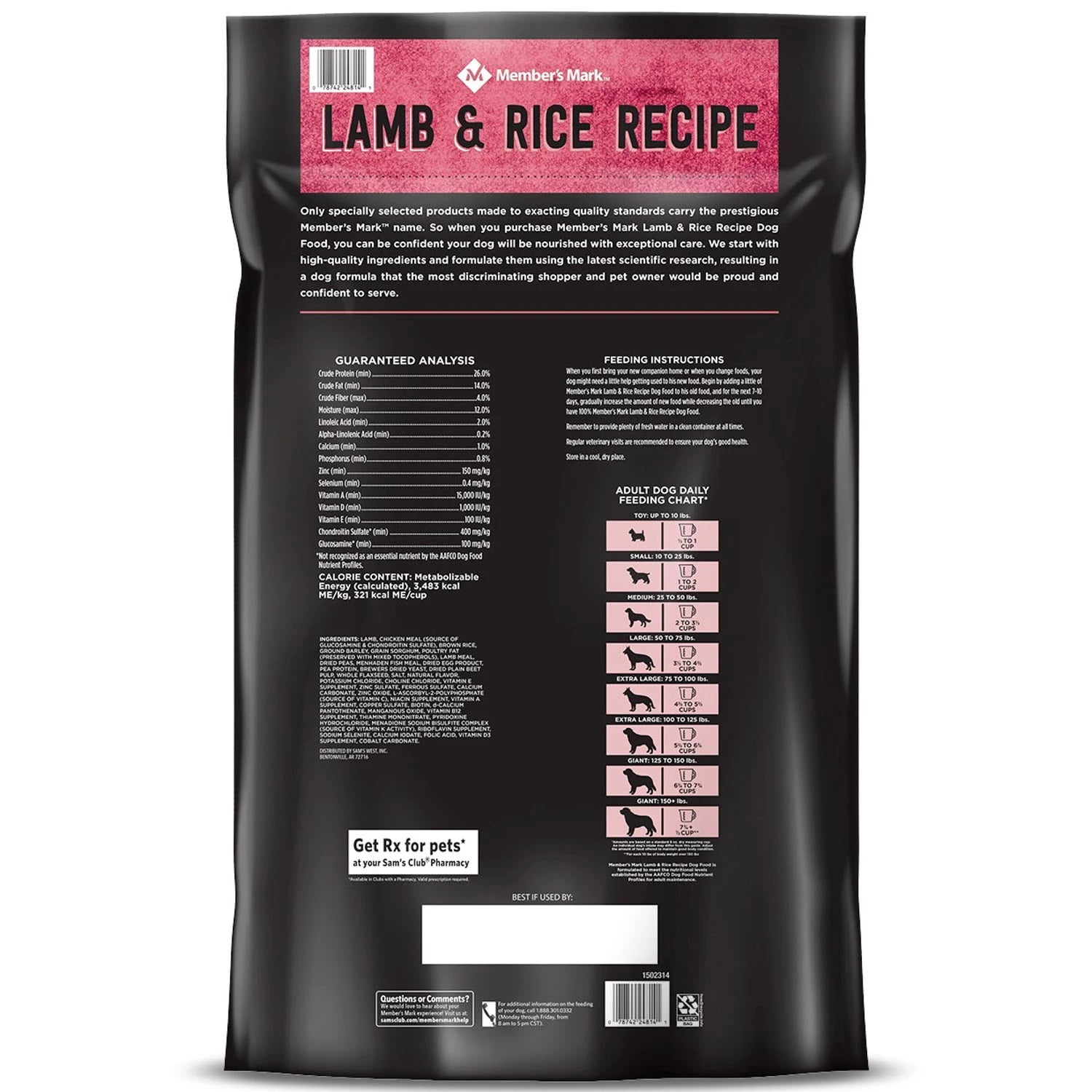 Member S Mark Exceed Dry Dog Food Lamb Rice 35 lbs. Walmart