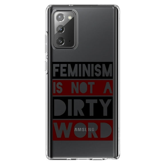DistinctInk Clear Shockproof Hybrid Case for Galaxy Note 20 ULTRA (6.9" Screen) - TPU Bumper Acrylic Back Tempered Glass Screen Protector - Feminism is NOT A Dirty Word