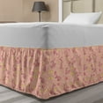 thumbnail image 1 of Animal Bed Skirt, Bunnies with Flowers Pastel Spring Flora and Fauna Illustration, Elastic Bedskirt Dust Ruffle Wrap Around for Bedding Decor, 4 Sizes, Dark Coral Pale Pink, by Ambesonne, 1 of 2