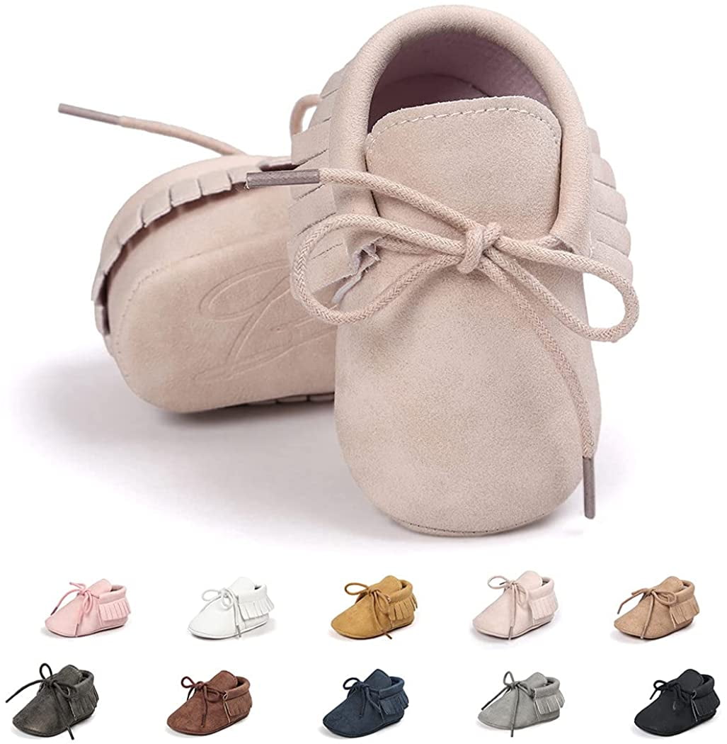 Anti-Slip Crib Shoe Baby Boy Leather Loafer Moccasin Shoes Soft Sole 