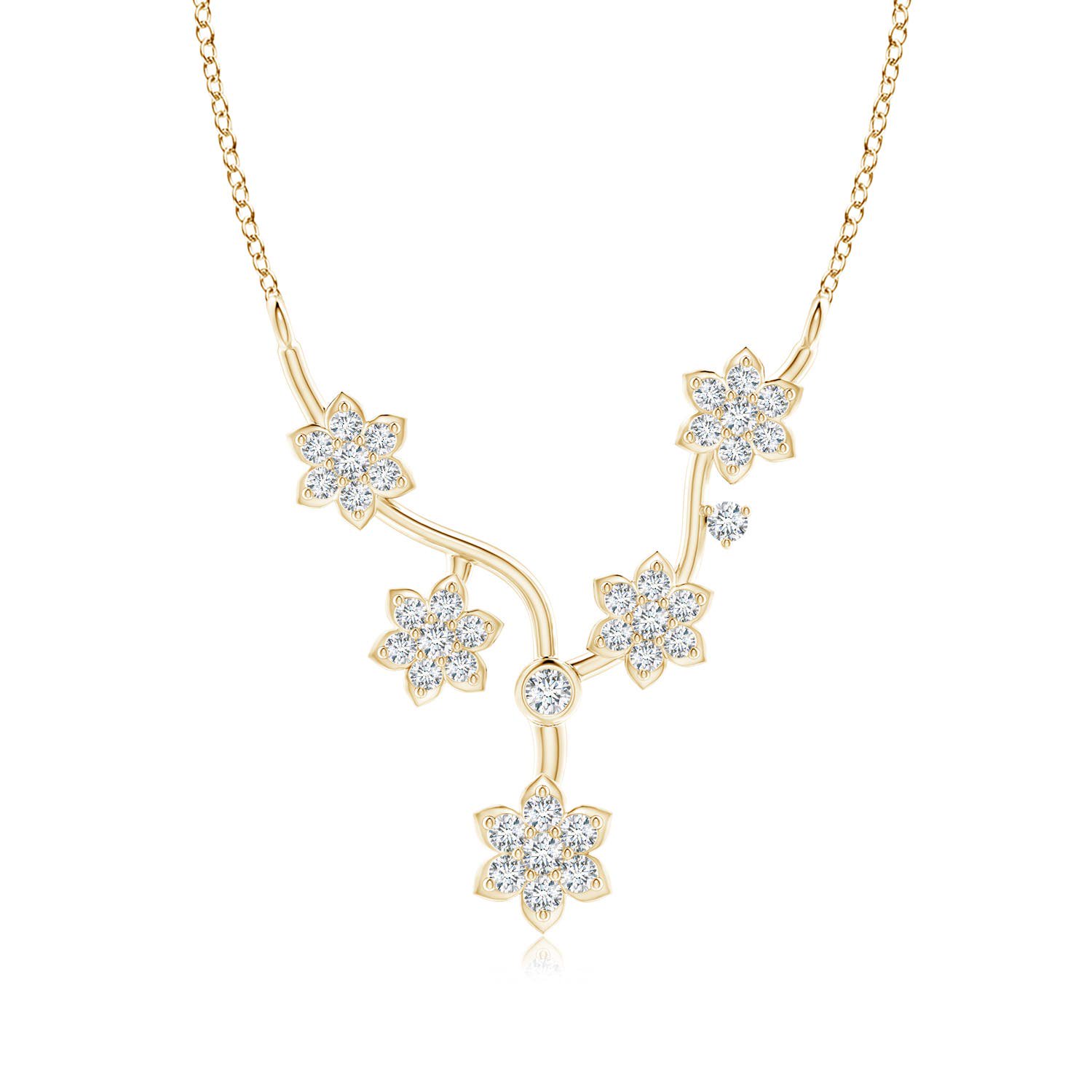 ANGARA Lab Grown Diamond Floral Fashion Necklace for Women in 14K Yellow Gold (Size-1.6mm| Color-F-G| Clarity-VS) | April Birthstone, Anniversary, Jewelry Gift for Women | Lab-Grown Diamond Necklace
