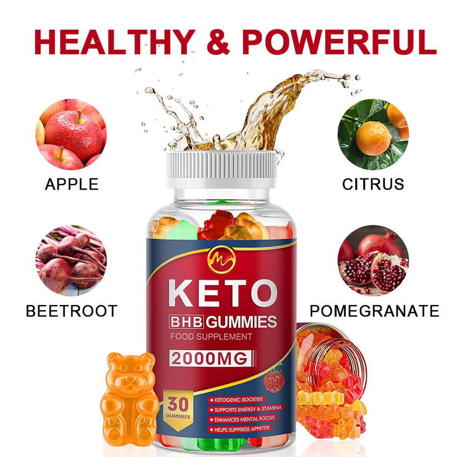 (3 Pack) Minch Keto BHB Gummies 2000mg with MCT Oil, Apple Cider Vinegar, Supply Dietary Supplement, 120 Gummies