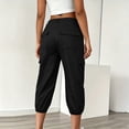 thumbnail image 4 of Kvture Womens Cargo Capris Pants Elastic Waist Hiking Pants Summer Casual Holiday Pants with Pockets Black Pant L, 4 of 9