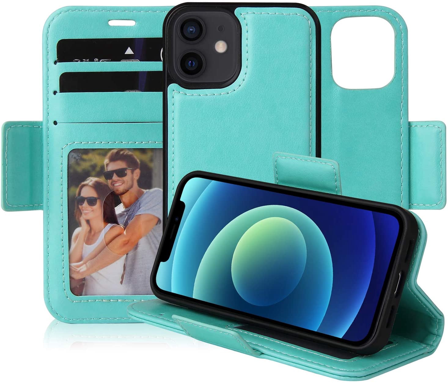 navor Detachable Magnetic Wallet Case with RFID Protection Compatible for iPhone 12 Mini [5.4 inch] [Vajio Series] - Mint