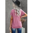thumbnail image 3 of T-shirt Rose à Col Rond Manches Courtes Couleur Unie pour Femmes, 3 of 7