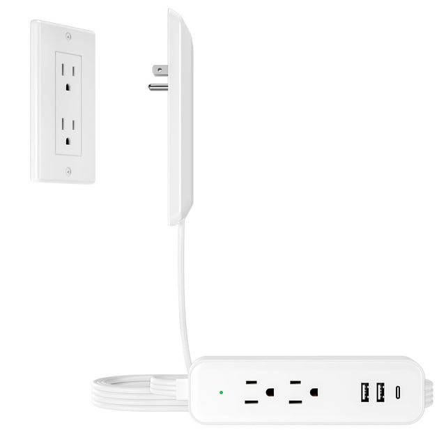 Regleta OKCHILD con enchufes planos y extensión de 1.5 m con USB