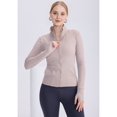 thumbnail image 6 of Womens Full Zip Running Track Jacket Workout Slim Fit Yoga with Thumb Holes Camel Color L, 6 of 9