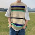 thumbnail image 1 of Men's Casual Sleeveless Sweater Vest Lightweight Knit Pullover For Spring Summer Daily Wear Home Outing Party With Color Block Design Sweaters for Sweaters Plain Sweaters for Men Knit Sweaters, 1 of 3