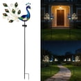 thumbnail image 1 of Solar Peacock Garden Stake Light Metal Peacock Decorative Light With Crackle Glass Body 2 Light Modes Waterproof LED Light For Yard Patio, 1 of 9