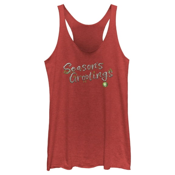 Women's Guardians of the Galaxy Holiday Special Season's Grootings Racerback Tank Top Red Heather Small