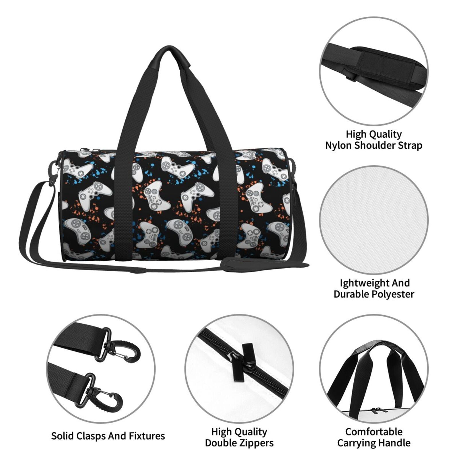 Vsdgher Game 45L Foldable Duffel Bag, Sports Gym Bag,Overnight Bag, Portable Weekender Bag for Airplanes