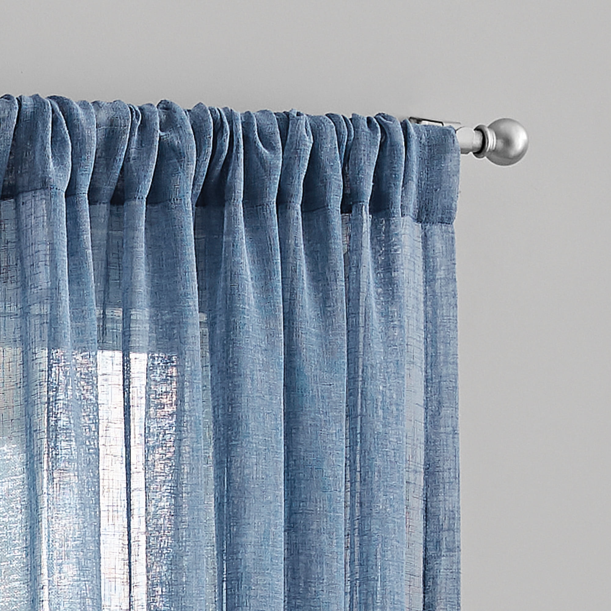Mainstays Bel Air Indoor Curtain Single Panel, Pole Top, Blue Moonlight, Polyester, 50"W x 84'L, Adult