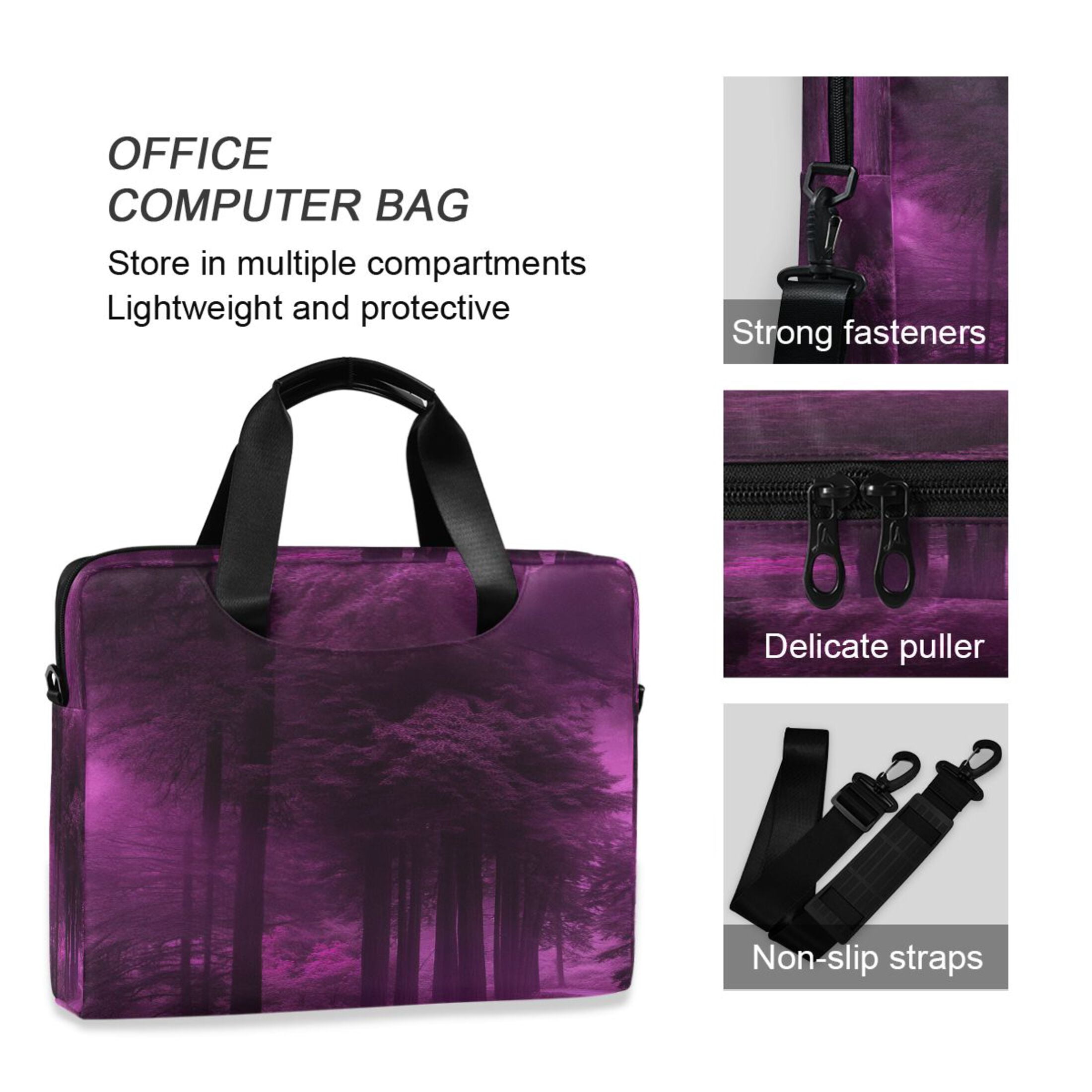 16" Laptop Tote Bag Laptop Sleeve Case Computer Briefcase for Work & Travel Purple Forest