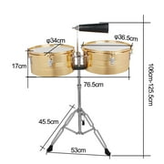 Glarry Professional Timbales 13" & 14" Drum Set Percussion with Stand, Golden