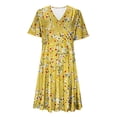 thumbnail image 5 of Tnhcen Women's Summer Floral Print V - Neck Short Sleeve Wrap Dress with High Slit Stretchy Casual Beach Bodycon Dress for Women Sizes S - 2XL, 5 of 7