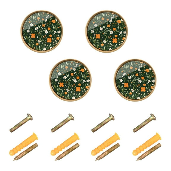 Yayeee 8 Pack Cabinet Knobs with Screws Round Zinc Drawer Pulls for Kitchen, Orange Flowers