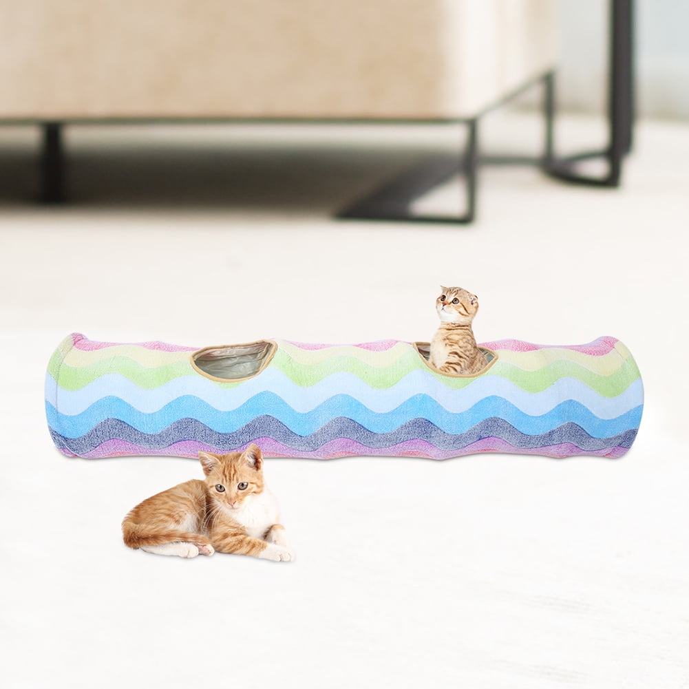 Collapsible Rainbow Cat Tunnel Toy Scratch Resistant Fabric Cat Tunnel Tube Playing Hiding 11.8 inches / 30.0 cm