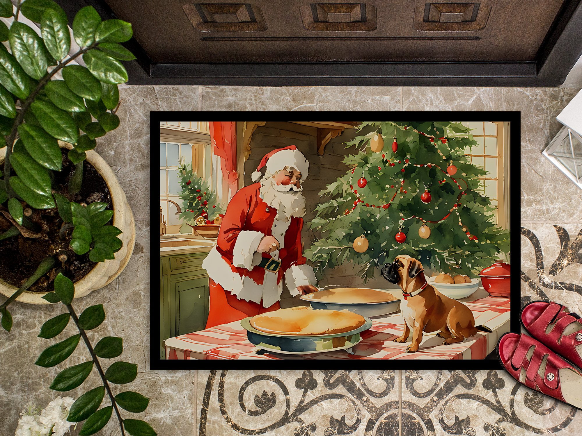 Carolines Treasures DAC3753MAT 18 x 27 in. Unisex Bullmastiff Christmas Cookies Doormat