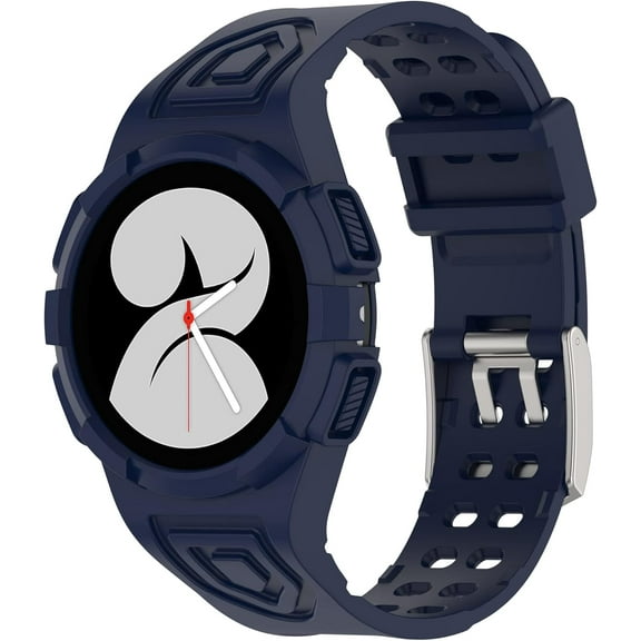 Compatible with Samsung Galaxy Watch 6 44mm Bands with Protective Bumper Case Cover, Silicone Replacement Watch Band Wristbands Bracelet Straps for Samsung Galaxy Watch 5 Watch 4 44mm