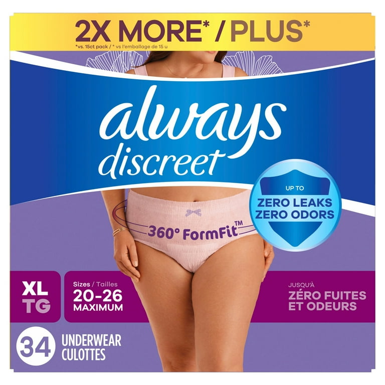 Always Discreet Adult Incontinence Underwear for Women, Size XL