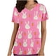 thumbnail image 1 of Puntoco Liquidación de blusas cortas para mujer Blusas estampadas para mujer Blusa de trabajo con cuello en V y manga corta con doble bolsillo, 1 of 4