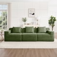 thumbnail image 3 of Newest Modular 3 Seat Boneless Sofa, Cloud Sectional Couch,Deep Seat, Modern Modular 3-Seat Sofa Couch,Throw Pillows Corduroy Fabric Green, 3 of 11