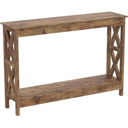 Pemberly Row Contemporary 47.25"L 1-Shelf Console Table in Brown