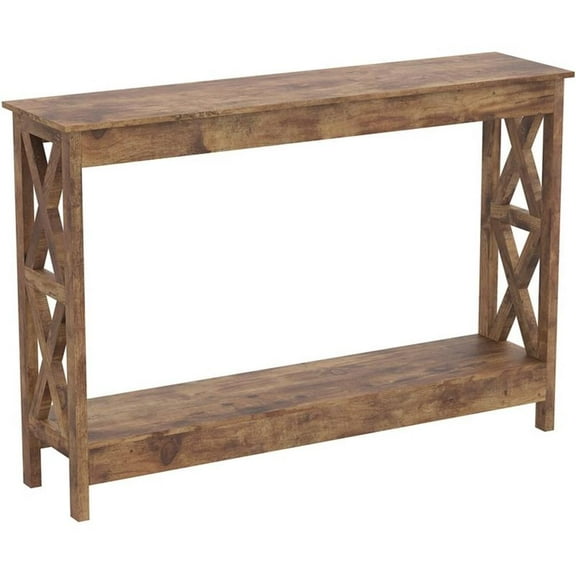 Pemberly Row Contemporary 47.25"L 1-Shelf Console Table in Brown